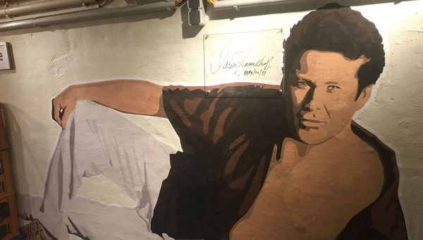 A mural of The Hoff on the wall of the Berlin’s David Hasselhoff Museum.
