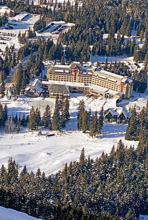 The Alyeska lodge, as seen from atop the ski mountain.